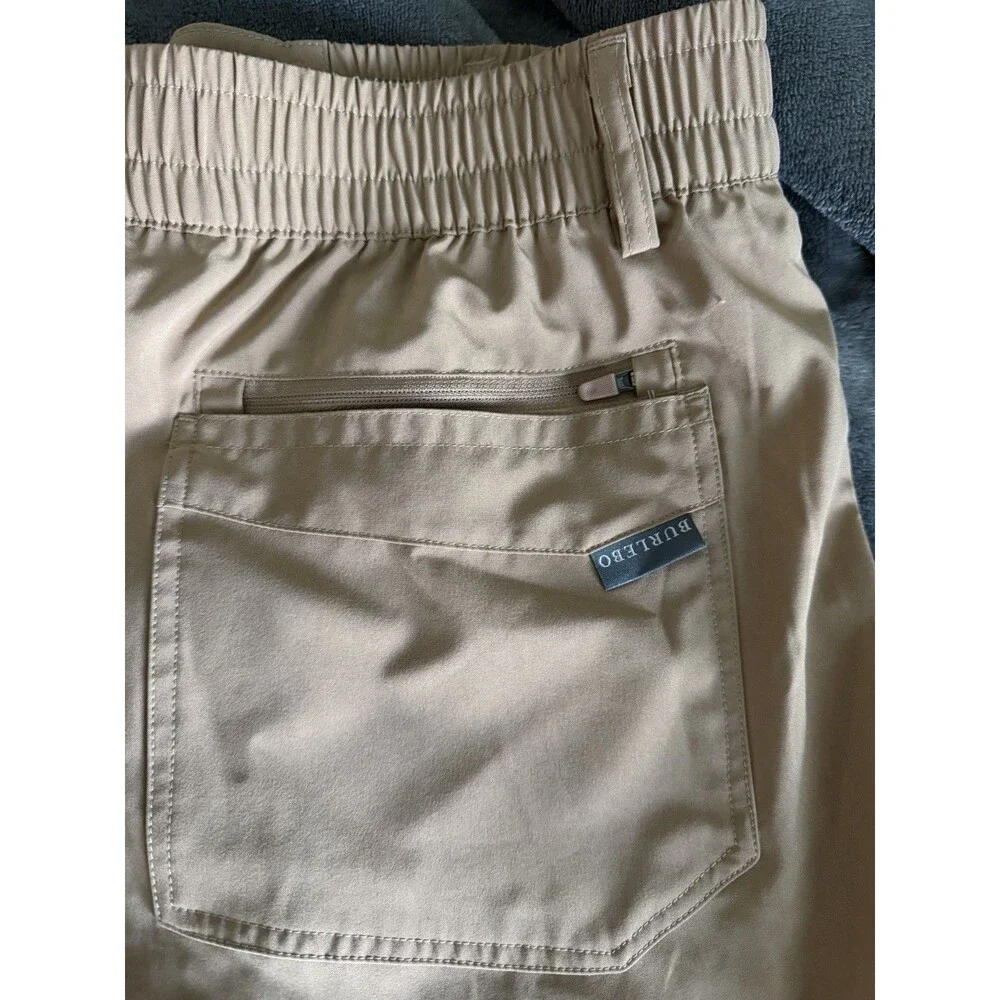 BURLEBO Men's Everyday Shorts Large Khaki Tan Duck Pocket 7